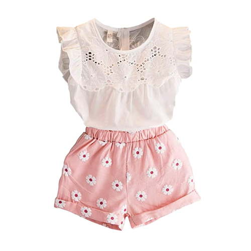 Younger Tree Toddler Baby Girl Summer Clothes Set Short Sleeve T-Shirt Shorts 2pcs Outfits for 1T