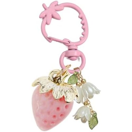 Cute Strawberry Keychain Heart Bag Charm Purse Accessories Decor for Women