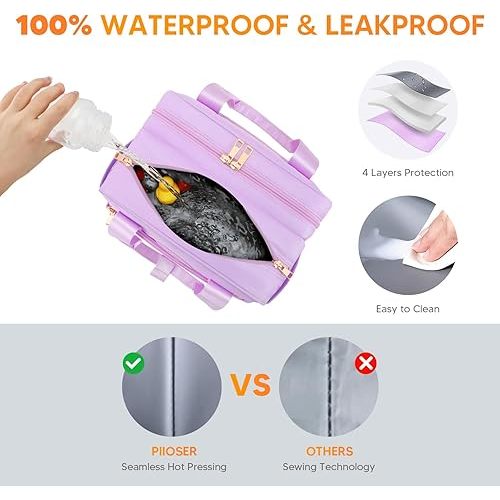 PIIOSER Breastmilk Cooler Travel Bag with Ice Pack, Compatible with Wearable Breast Pumps & Accessories - Portable Hands Free Breast Pump Carrying Case for Nursing & Working Moms, Purple