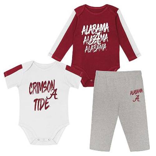 Infant Outerstuff Crimson/White Alabama Crimson Tide Double Down Bodysuit and Pants 3-Piece Set