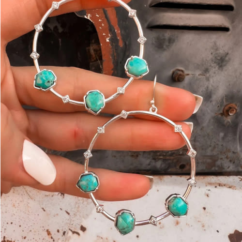 Triple Stone and CZ Hoop Earring | – Buffalo Gypsy