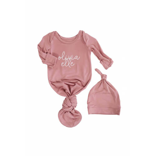 Girl Personalized Bamboo Newborn Baby Knot Gown & Hat
