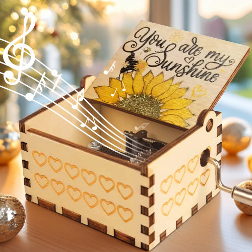 Handcrafted 'You Are My Sunshine' Music Box Wooden Gift, Custom Engraved Perfect for Birthdays, Anniversaries, Baby Showers and Mother's Day