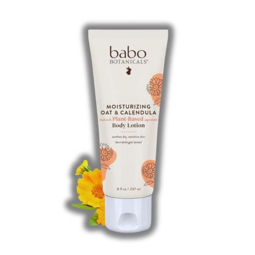 Babo Botanicals Oatmilk Calendula Moisturizing Baby Lotion | lightweight, gentle body lotion infused with plant-based ingredients 8 oz