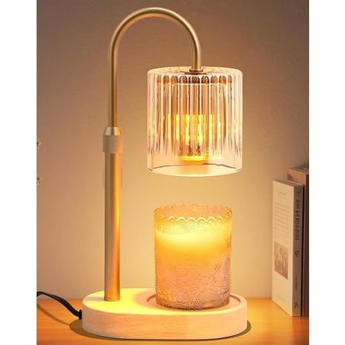 Candle Warmer Lamp with Timer: Modern Style Adjustable Height Candle Warmer Lamp for Holiday Gifts Home Decor Safe Flame Free for Wax Blocks and Jar Candles