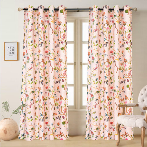 Red Barrel Studio® Adalena Floral Blackout Thermal Grommet Curtain Panels & Reviews | Wayfair