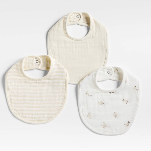 Baby's First Natural Mini Animal Organic Cotton Gauze Baby Bib, Set of 3