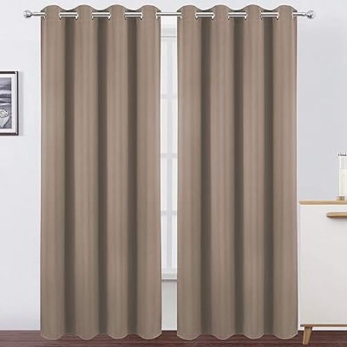 LEMOMO Cappuccino Thermal Blackout Curtains/52 x 84 Inch/Set of 2 Panels Room Darkening Curtains for Bedroom