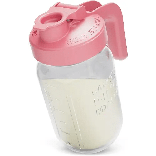 County Line Kitchen Breast Milk Pitcher for Fridge - Wide Mouth, 1 Quart (32 oz) Mason Jar - Heavy Duty Breastmilk Storage Container, Leak Proof, Sturdy - Baby Formula Mixer Pitchers