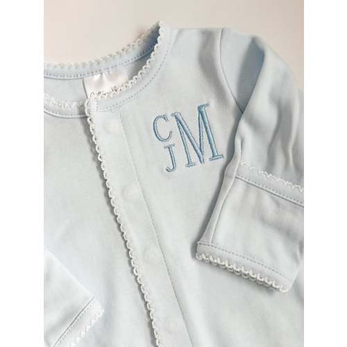 Monogrammed Picot Trim Footie
