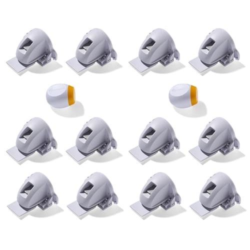 Safety 1st Adhesive Magnetic Cabinet Locks, Includes 12 Child Locks for Cabinets & Drawers, 2 Keys, White
