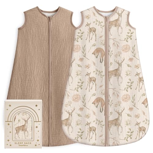 Yoofoss Baby Sleep Sack 6-12 Months Breathable 100% Organic Muslin Cotton Wearable Blanket Baby, Newborn Infant Sleeping Sack 2-Way Zipper Soft Lightweight