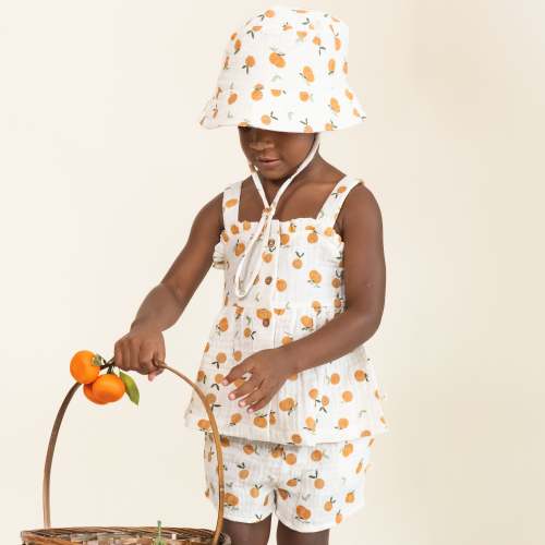 Organic Peplum Top & Shorts Set - Mandarin