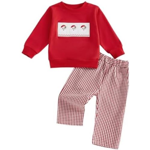 Adobabirl Baby Boy Thanksgiving Outfit Turkey Football Sweatshirt Plaid Pants Set Infant Toddler Thanksgiving Fall Clothes