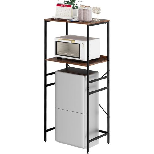 Mini Fridge Shelf Mini Fridge and Microwave Stand Over Mini Fridge Storage Rack Height Adjustable Microwave and Fridge Stand Suitable for Dorm, Kitchens, Offices, Brown