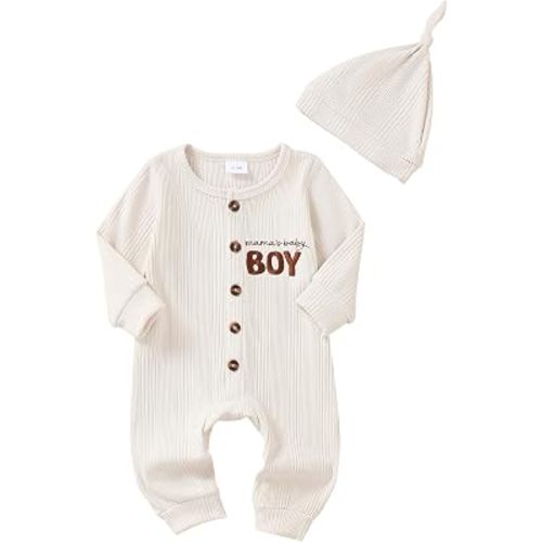 NZRVAWS Preemie Baby Boy Clothes Newborn Essential Infant Must Have Romper Hat Outfit Set Gift Preemie-12 Months 2Pcs