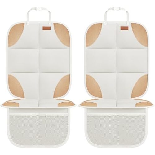 SMART ELF Car Seat Protector, 2Pack Seat Protector Protect Child Seats with Thickest Padding and Non-Slip Backing Mesh Pockets for Baby and Pet,Sedan SUV Truck (Black)