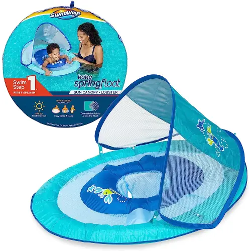 Swimways Baby Spring Float, Baby Pool Float with Canopy & UPF Protection