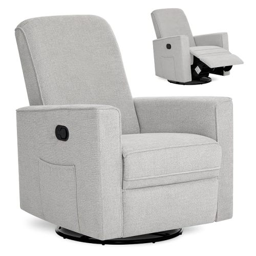 Evolur Raleigh Plus Nursery Glider Recliner, GREENGUARD Gold, Soft Pebble