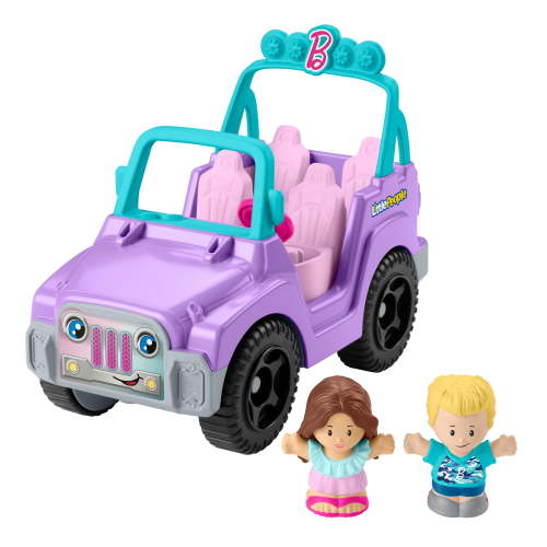 Fisher-Price Barbie Beach Cruiser Playset, Little People Toy Car with Music & 2 Figures for Kids