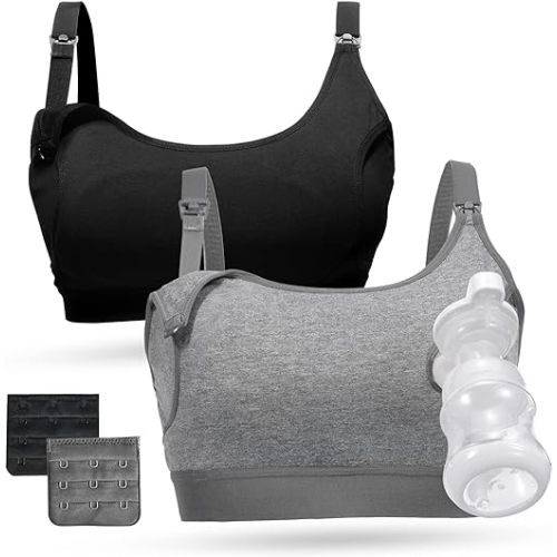 Momcozy Pumping Bra Hands Free All Day Wear Pumping & Nursing Bra in One Holding Breast Pump for Spectra, Medela