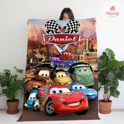 Personalized Disney cars character blanket, Lightning McQueen Tow Mater Blanket, Disney cars blanket, Birthday Boy Girl gift blanket