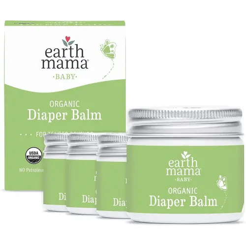 Earth Mama Organic Diaper Balm Multipurpose Baby Ointment | EWG Verified, Petroleum & Fragrance-Free with Calendula for Sensitive Skin, 2-Fluid Ounce (4-Pack)