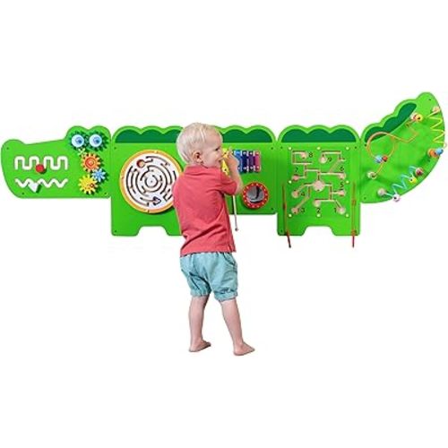 SPARK & WOW Crocodile Activity Wall Panels - Ages 18m+ - Montessori Sensory Toy - 8 Activities - Busy Board - Toddler Room Decor