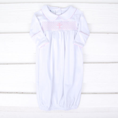 Blessed Smocked Cross Long Sleeve Gown