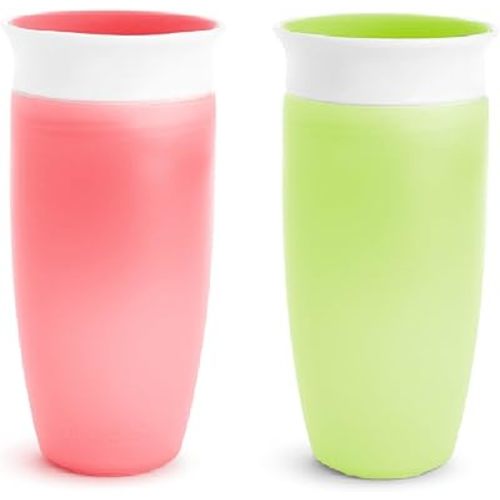 Munchkin® Miracle® 360 Toddler Sippy Cup, Spill Proof, 10 Ounce, 2 Pack, Pink/Green