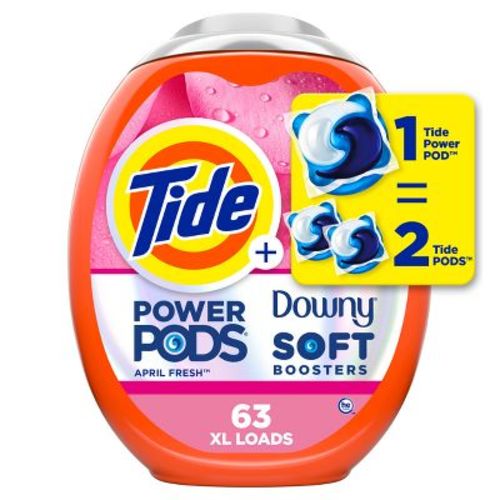 Tide April Fresh Power Pods With Downy He Compatible Laundry Detergent Pacs - 63ct