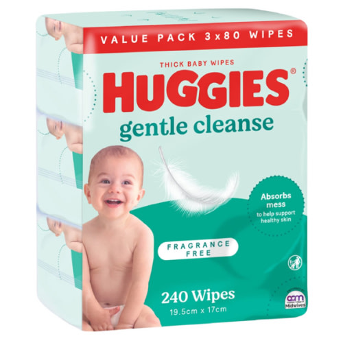Huggies Thick Baby Wipes Fragrance Free 240 pack | Woolworths