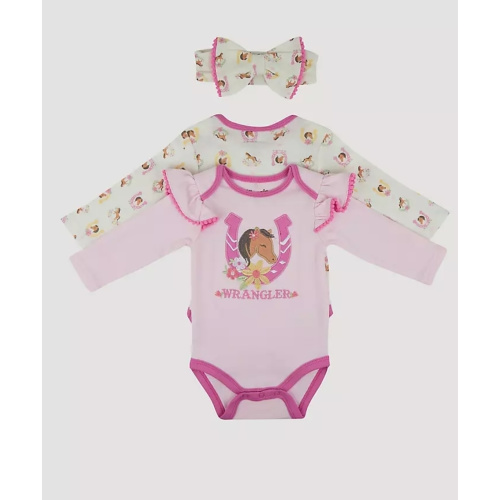 Wrangler Baby Girl Bodysuits & Bow Set