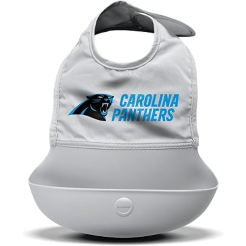 Smilo Silicone Bib - Officially Licensed NFL Fabric & Silicone Baby Bib with Crumb Catcher for Babies and Toddlers