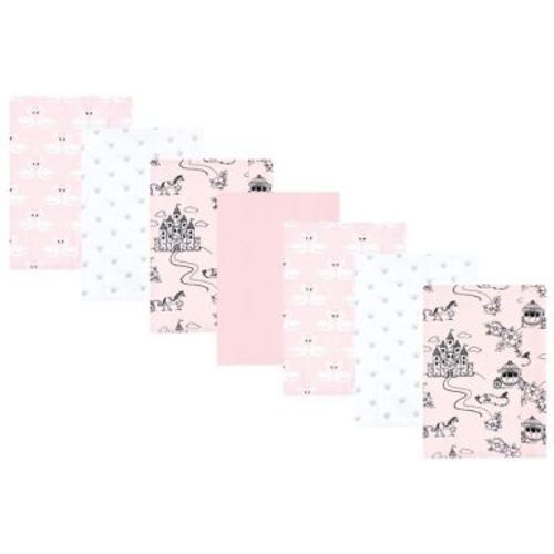 Hudson Baby Infant Girl Flannel Burp Cloth 7pk, Fairytale Princess, One Size