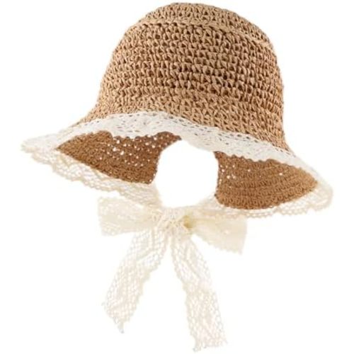 Baby Girl Straw Hat Toddler Summer Beach Hat with Lace Bow Infant Girls Sun Hats