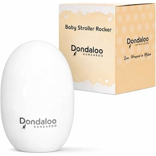 Baby Pram Rocker – Portable Sleep Aid with 5 Adjustable Speeds, Auto-Off Timer, USB-C Rechargeable – Hands-Free Rocker Gently Soothes Any Stroller, Pram or Pushchair (White)