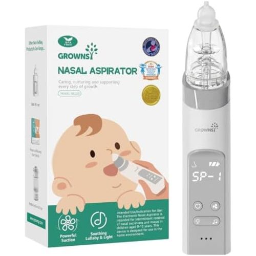 GROWNSY Baby Nasal Aspirator, Electric Nose Sucker, Powerful Suction,Grey