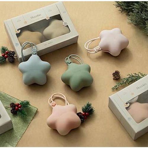 Moonkie Silicone Pacifier Holder Case, Cute Portable Pacifier Storage Case, 2 Pack