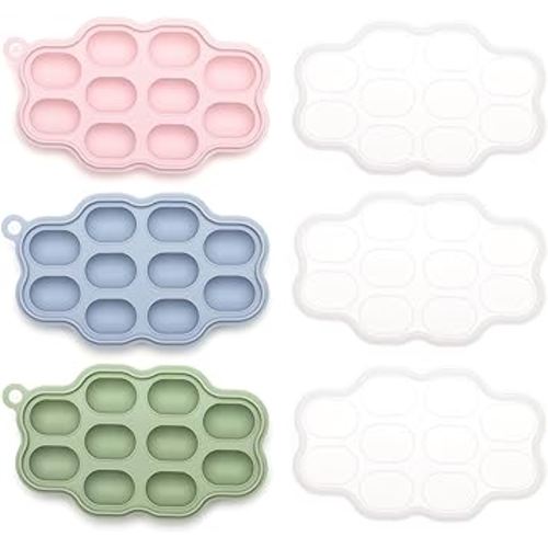 Silicone Nibble Freezer Tray (3 Pack), Kingkam Baby Breastmilk Popsicle Molds, Baby Fruit Feeder Teether Tray, Breast Milk Teether Pop Maker for Homemade Baby Food