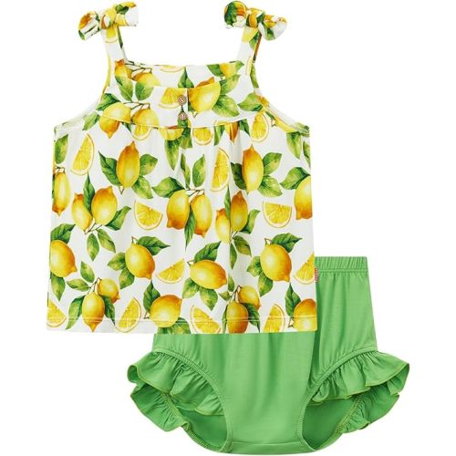 Bamboo Viscose Baby Girl Outfit Cap Sleeve Top with Bloomers 2 Piece Baby Girl Clothing Set