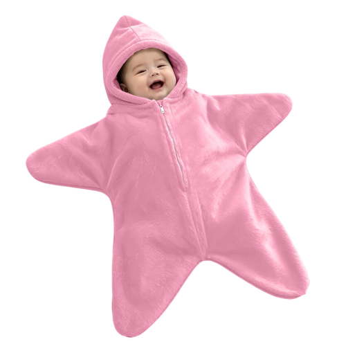 Ruyang Baby Flannel Hooded Crawling Suit Full Zip Starfish Newborn Romper Infant Footie Jumpsuit Winter Warm Outfits