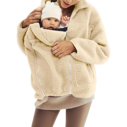 Maternity Coat Fall Winter Mom Cozy Carrier Fleece Sherpa jacket Warm Zip Up Coats Clothing
