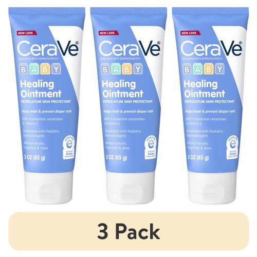 (3 pack) CeraVe Baby Healing Ointment for Diaper Rash & Cracked Chafed Dry Skin for Baby + Toddler 3 oz