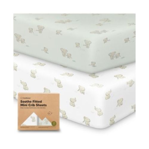 Mini Crib Sheets for Baby Girls, Boys, 2-Pack Soothe Pack and Play Sheets Fitted, Pack N Play Mattress Sheet