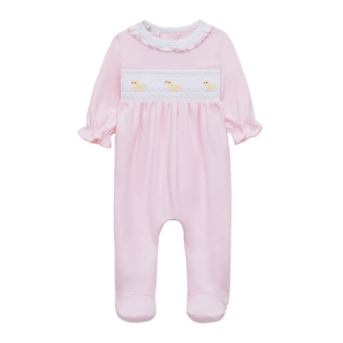 Little Ducklings Classics Smocked Footie - Pink