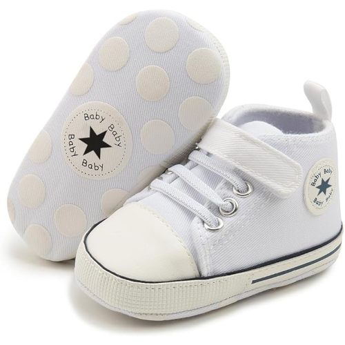 Unisex Baby Girls Boys Canvas High-top Shoes, Newborn Infant Anti-Slip Soft Sole Frist Walking Breathable Sneakers