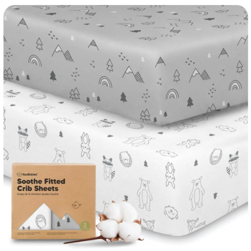 Soothe Fitted Crib Sheet For Baby Nursery Cot | KeaBabies | Woodland Print