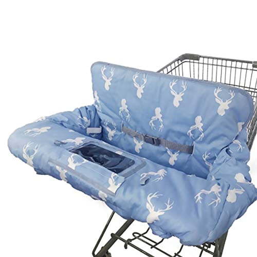 Portable Shopping Cart & High Chair Cover, Non-Slip, Machine Washable, Navy Blue Deer Pattern