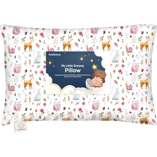 Toddler Pillow with Pillowcase - 13x18 My Little Dreamy Kids Travel Bed Pillows for Sleeping, Organic Cotton Small Pillowcase, Soft & Breathable, Machine Washable, Toddlers 2-5 Years Old (Forestland)